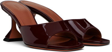 Tillbehör Amina Muaddi Amina Muaddi Lupita 70 Heeled Patent Leather Sandals Bourgogne | LUPITA SLIPPER 70 PATENT, 3