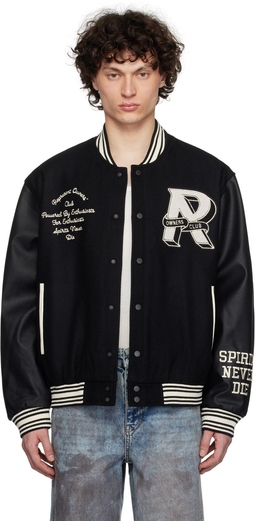 Bomberjacka Represent Clo Represent 'Owners Club' Varsity Bomber Jacket Svart | MLM100231
