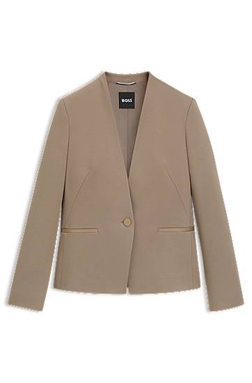 Jacka BOSS Collarless Regular-Fit Blazer Beige | 50541998