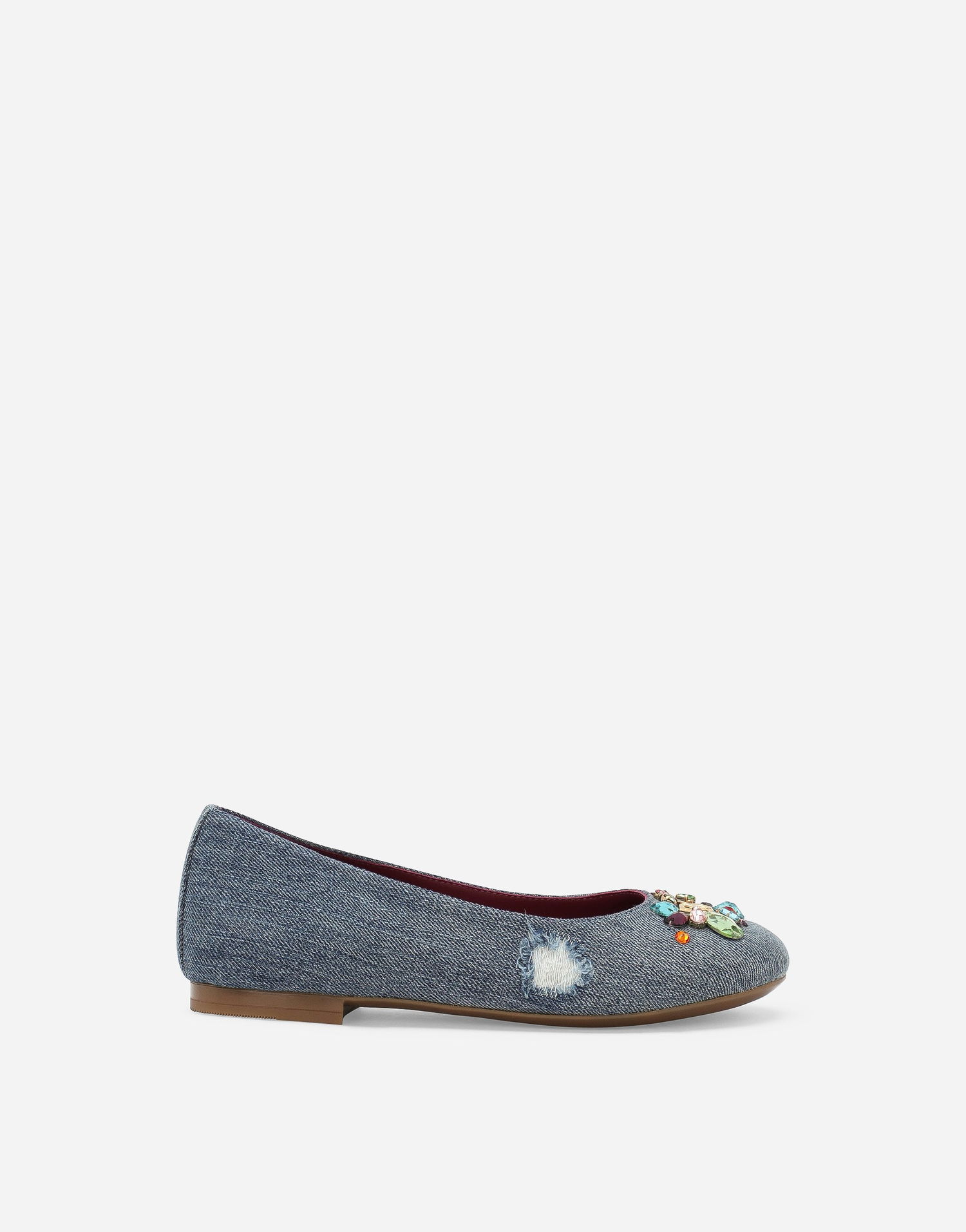 Sneakers och skor Dolce & Gabbana Dolce & Gabbana Patchwork Denim Embellished Ballet Flats (24-38) Blå | D10510AR1428C609, 0