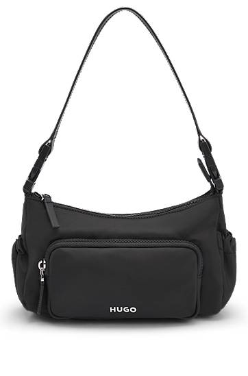Axelväska BOSS HUGO Smooth Twill Shoulder Bag with Interchangeable Strap Svart | 50547092