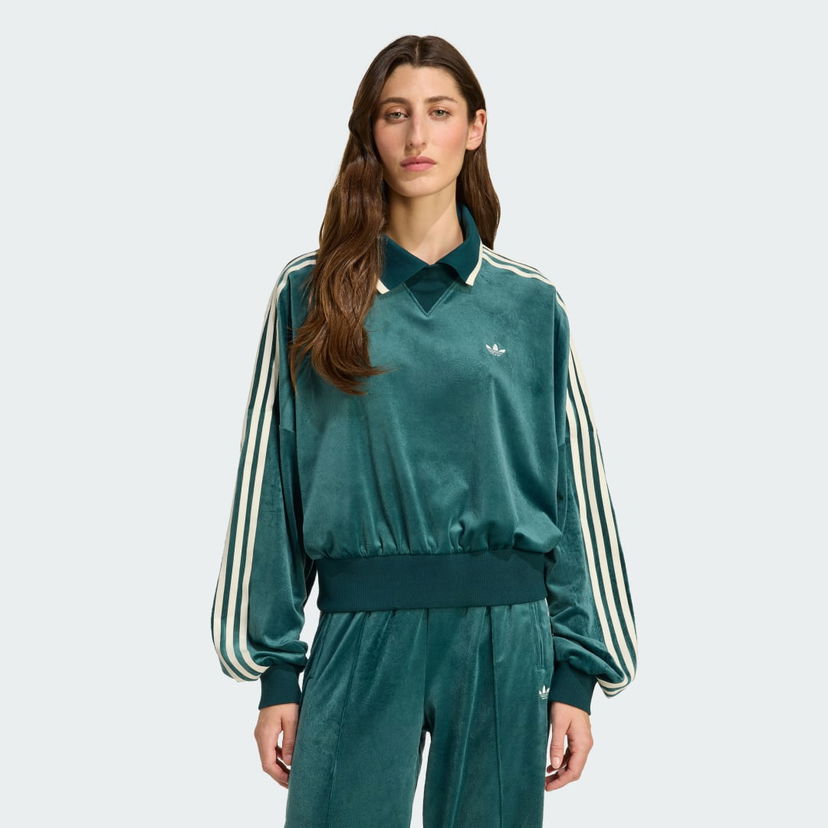 Sweatshirt adidas Originals adidas Originals X Liberty London Velour Polo Sweatshirt Grön | JW5274