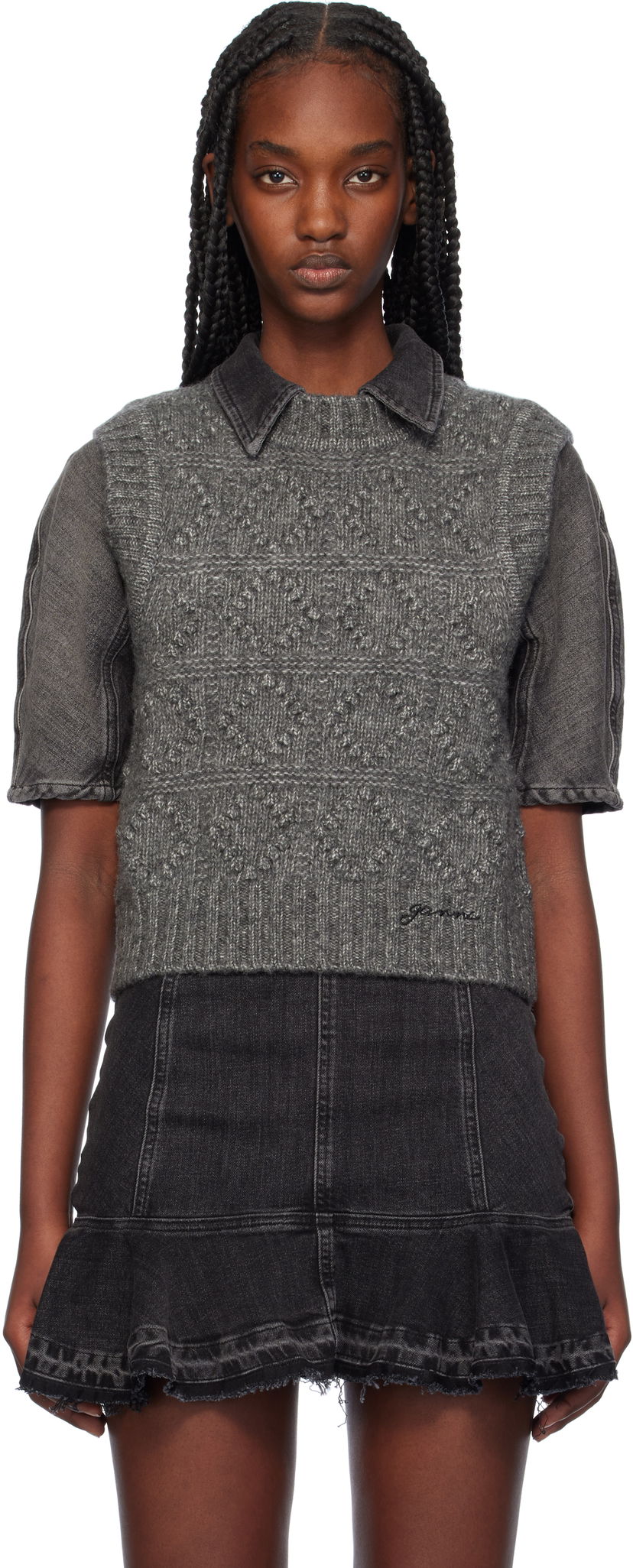 Sweater GANNI Knit Vest Grå | K2339