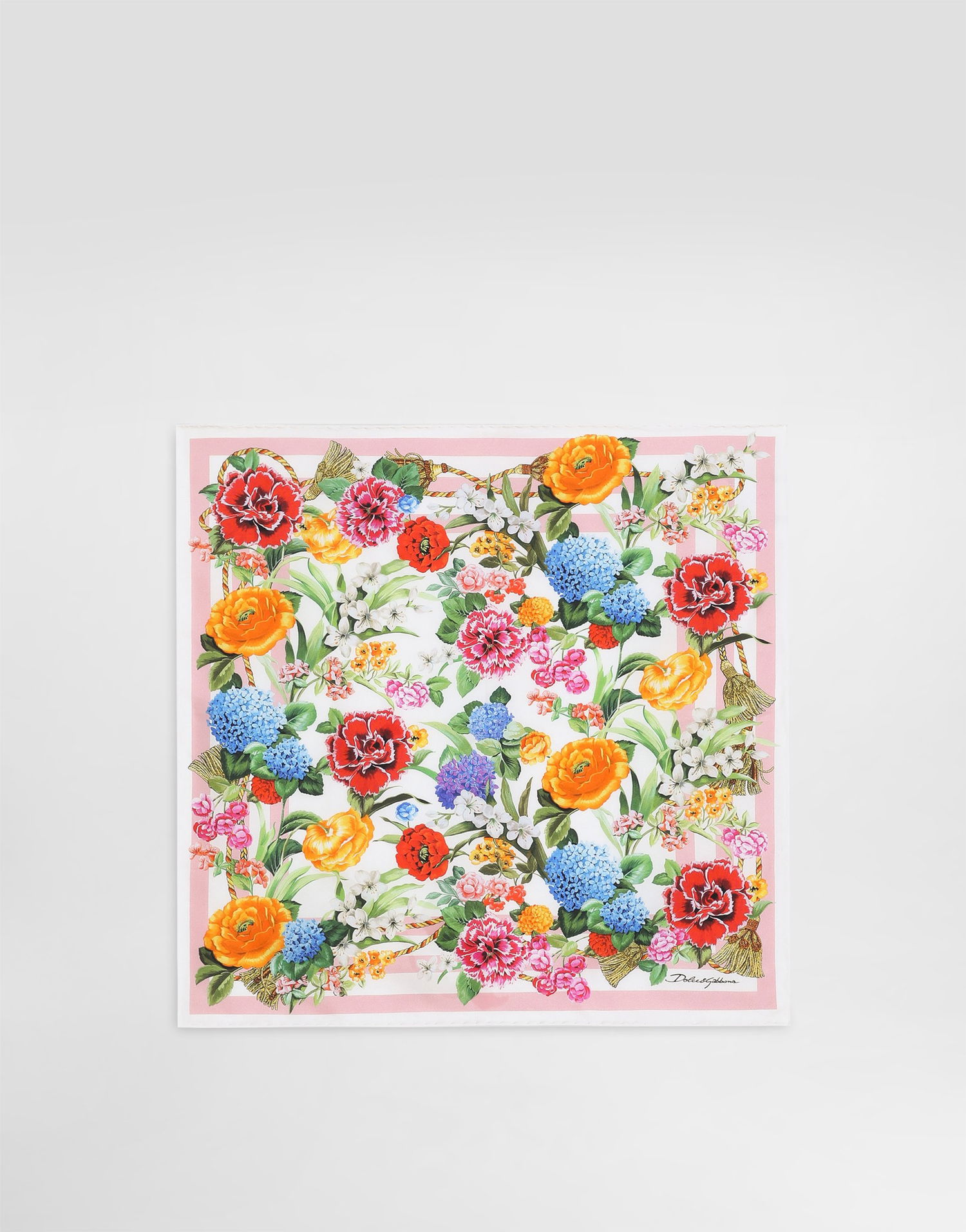 Halsduk Dolce & Gabbana Dolce & Gabbana Floral Print Silk Twill Square Scarf Flerfärgad | FN093RGDCV8HD5KU, 0