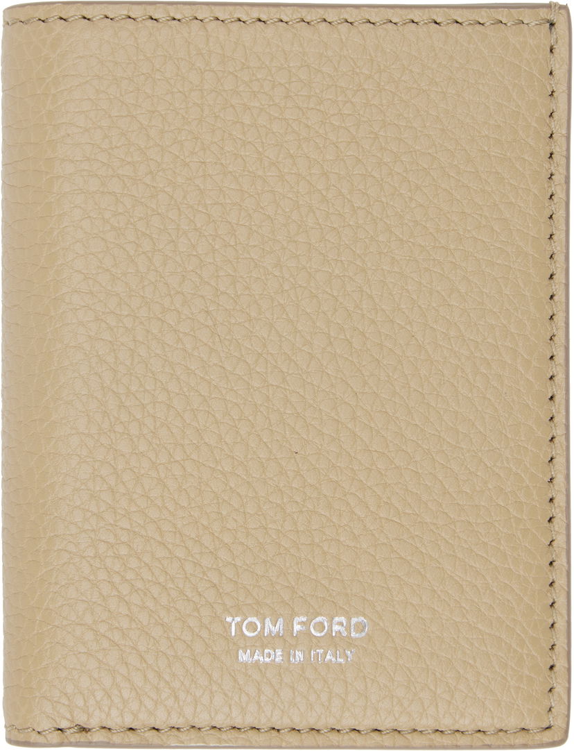Plånbok Tom Ford Grain Leather Folding Card Holder Beige | Y0279-LCL158S
