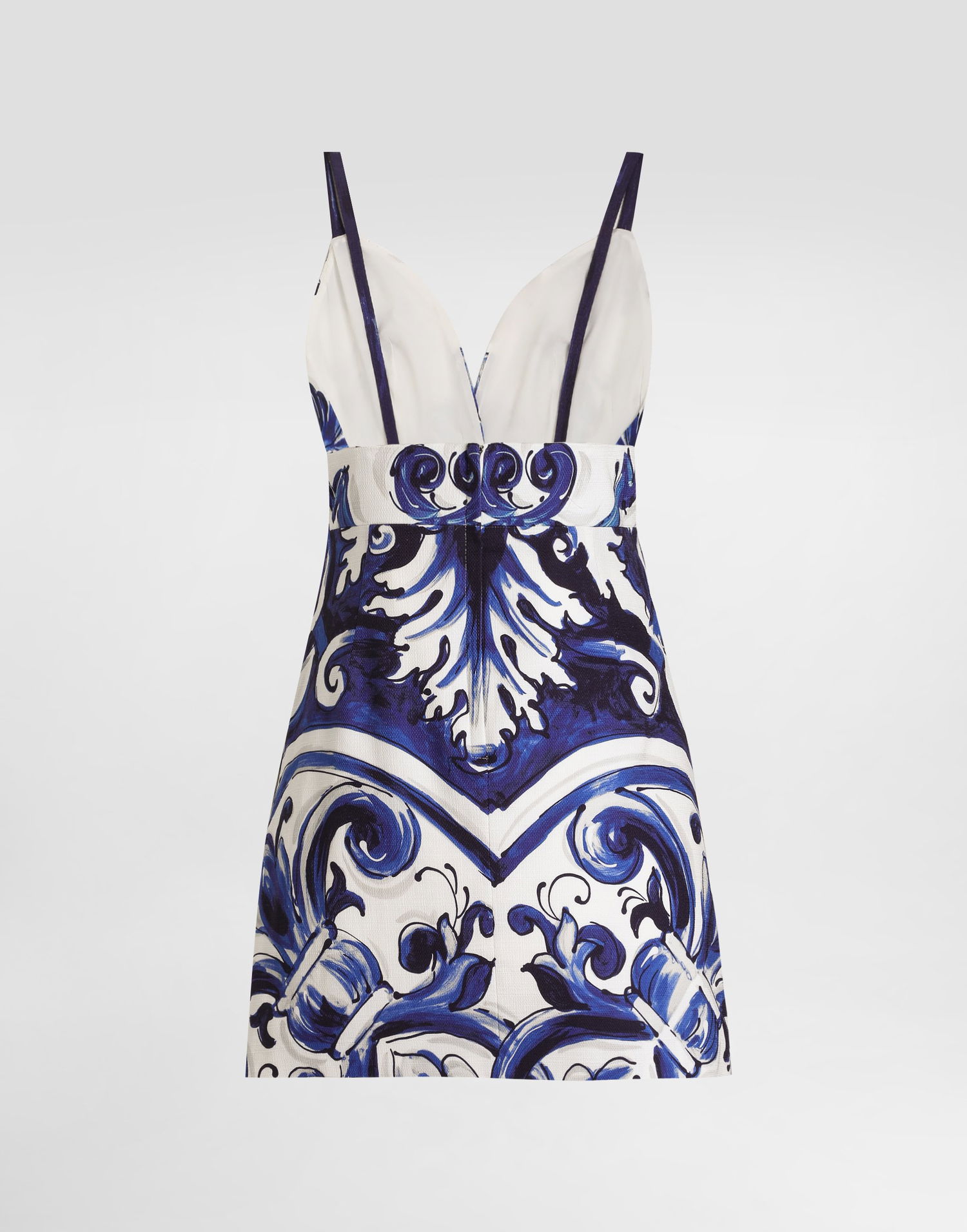 Klä Dolce & Gabbana Dolce & Gabbana Majolica-Print Cotton Mini Dress Blå | I6KH1WFPFSTHB5DQ, 1