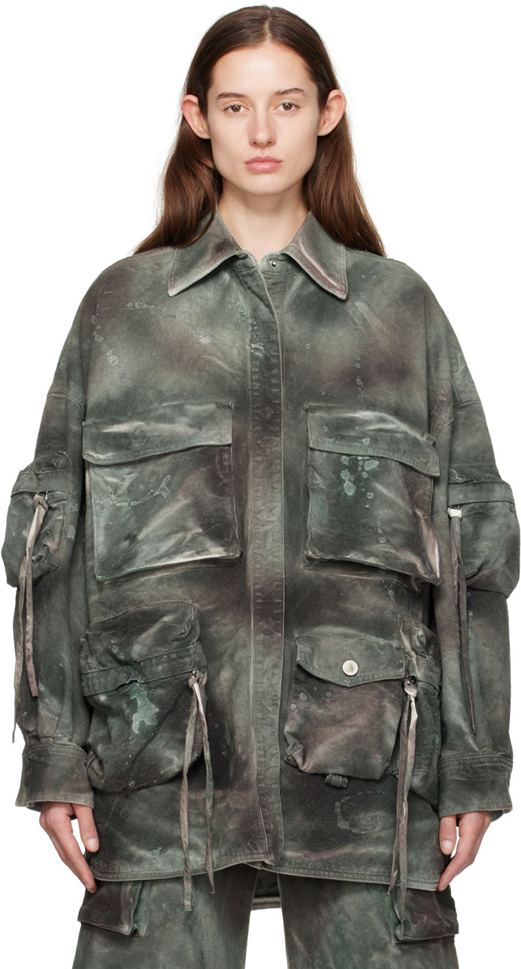 Skjorta The Attico Attico Fern Denim Jacket Grön | 241WCB48 D022