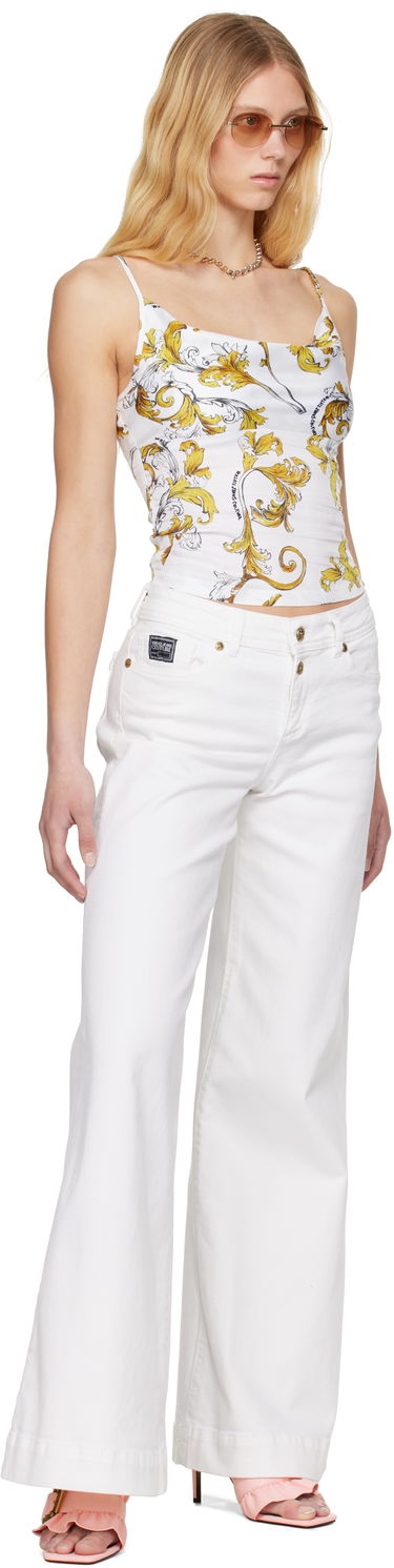 Linne Versace Versace Jeans Couture Outline Barocco Cowl Neck Camisole Vit | E78HAM236_ENS639, 3