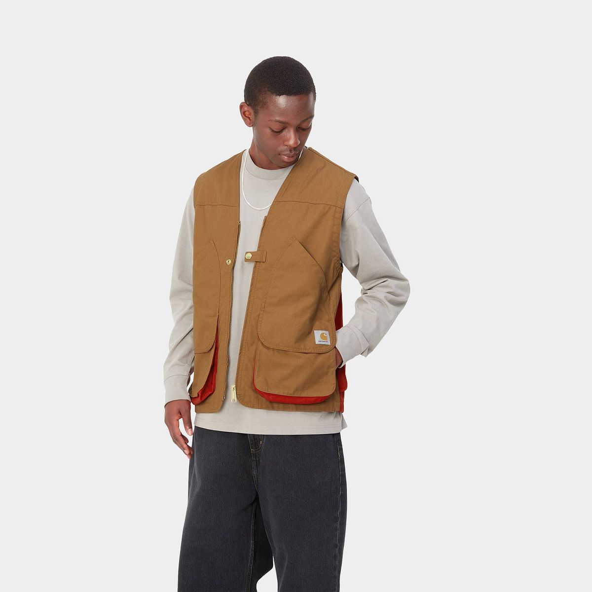 Väst Carhartt WIP Heston Vest "Hamilton brown / Cherry heavy stone wash" Brun | I032149_1OB_60, 1