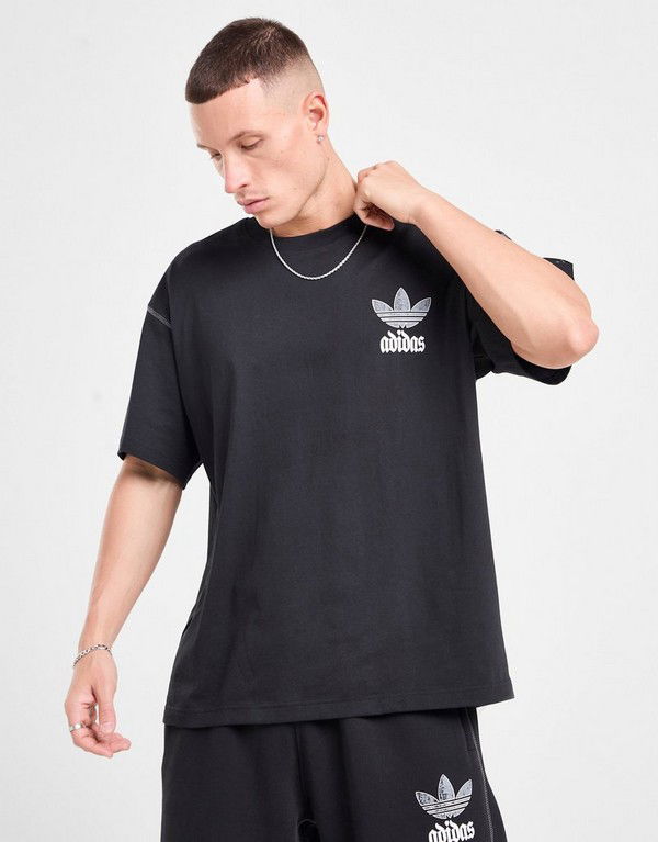 T-shirt adidas Originals T-Shirt Gfx Tee Lo Oversized Distressed Graphic Exposed Seams Svart | KC6725, 1