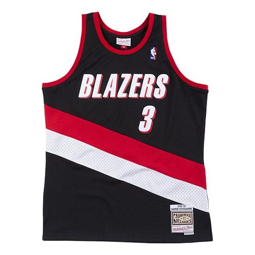 Linne Mitchell & Ness Mitchell & Ness NBA Blazers Basketball Jersey Svart | SMJYEL18026-PTBBLCK99DSD