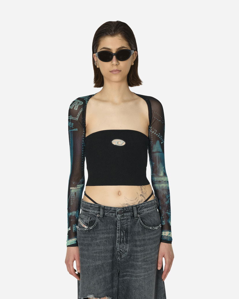 Crop top Jean Paul Gaultier Printed Mesh Long Sleeve Shrug Svart | TO207-T552 59560100