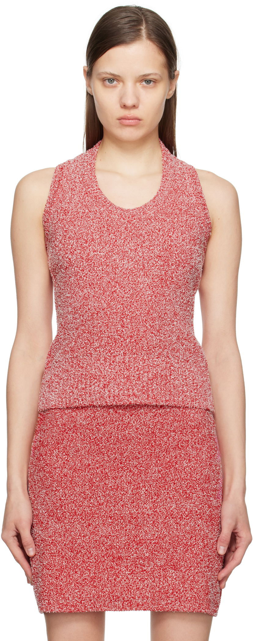 Linne FERRAGAMO Red Bouclé Tank Top Röd | 781003