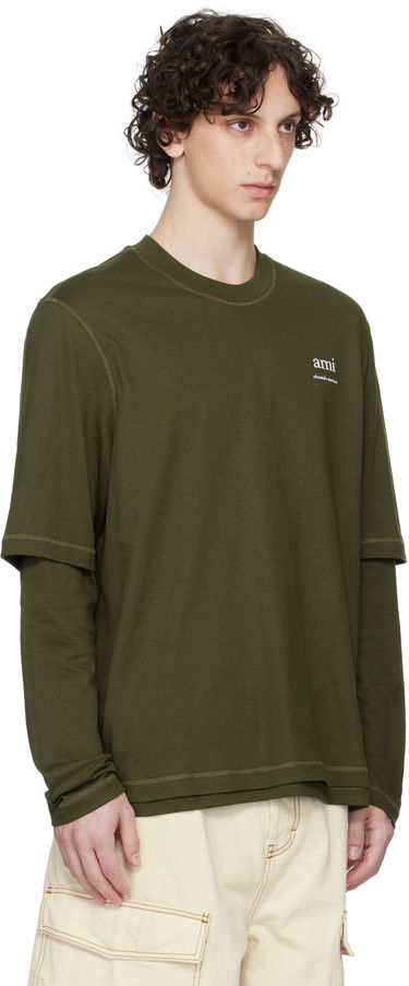 T-shirt AMI AMI Double Layered Long Sleeves T-Shirt Grön | HTS248.JE0119, 1