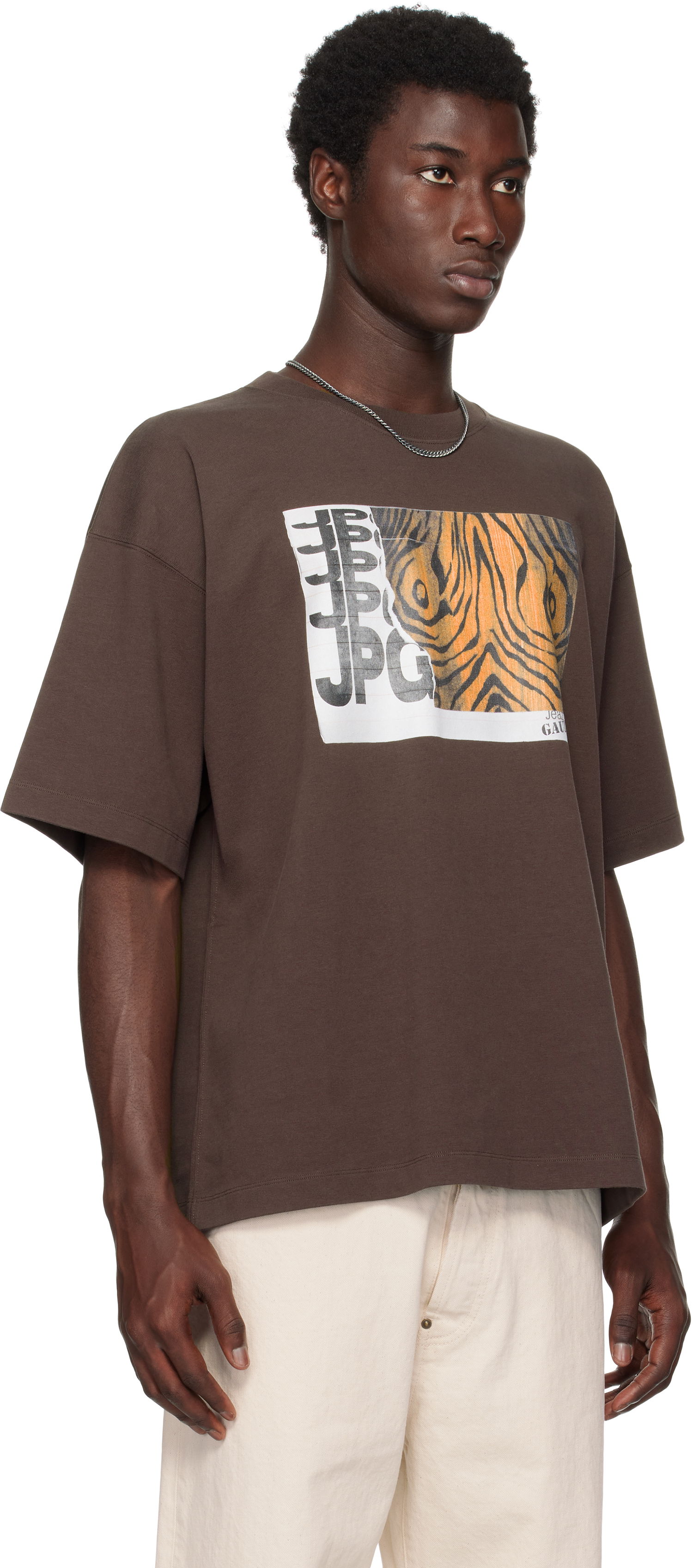 T-shirt Jean Paul Gaultier Jean Paul Gaultier Printed Wood Oversized T-Shirt Brun | 25/03-W-TO293-J001-710060, 1
