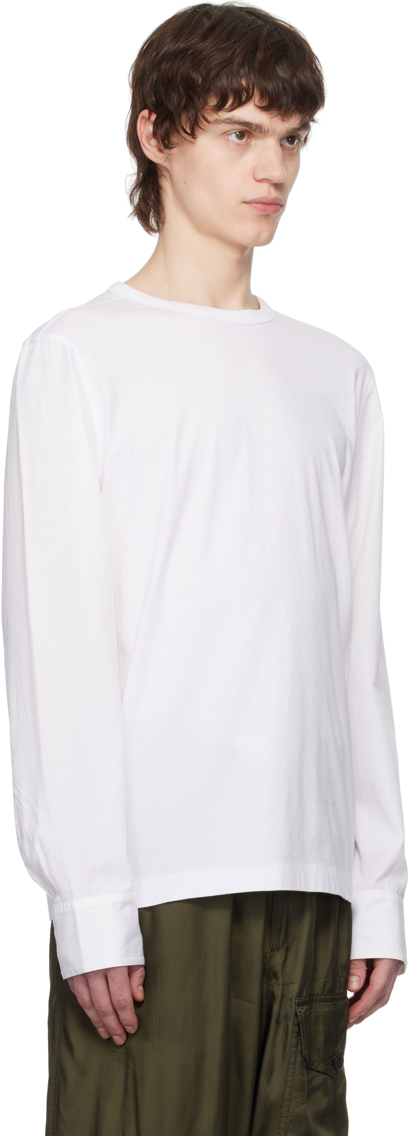 T-shirt Dries Van Noten Dries Van Noten Paneled Long Sleeve T-Shirt Vit | 251-021106-1600, 1