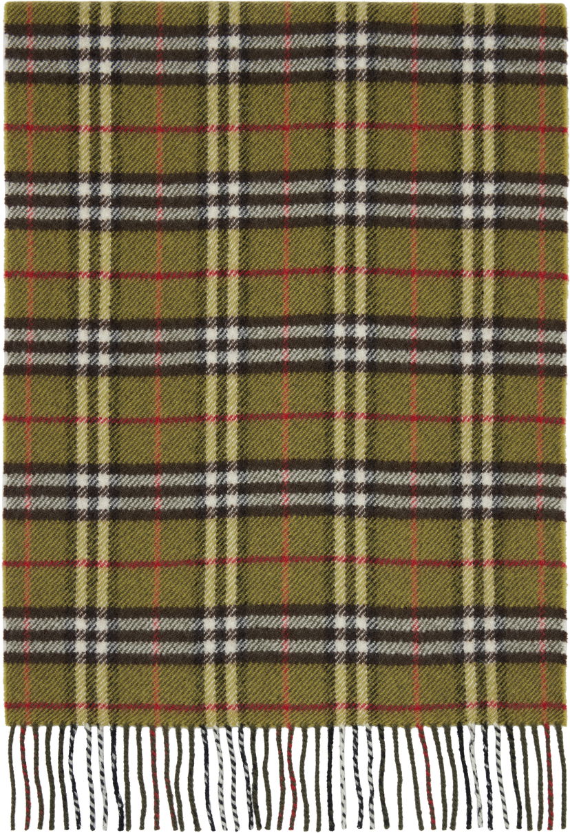 Halsduk Burberry Burberry British Wool Check Scarf Grön | 8109459