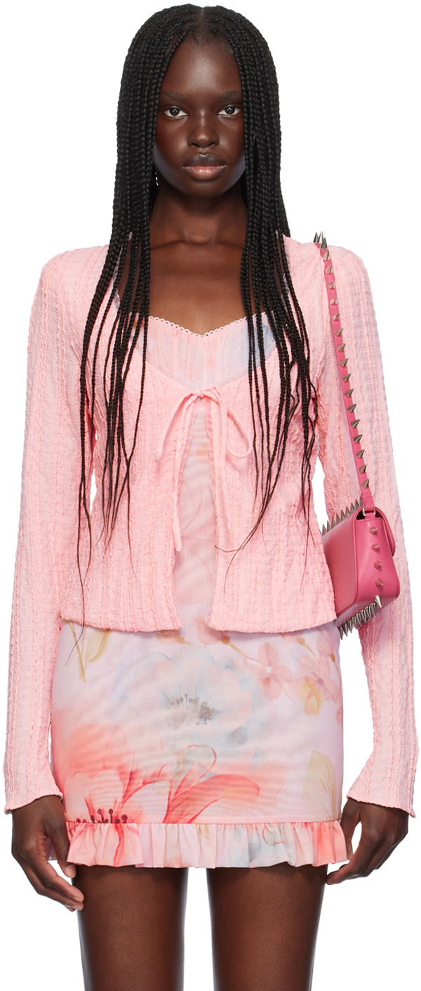 Klä GUIZIO Guizio Holly Tie-Front Cardigan Rosa | P24701K064