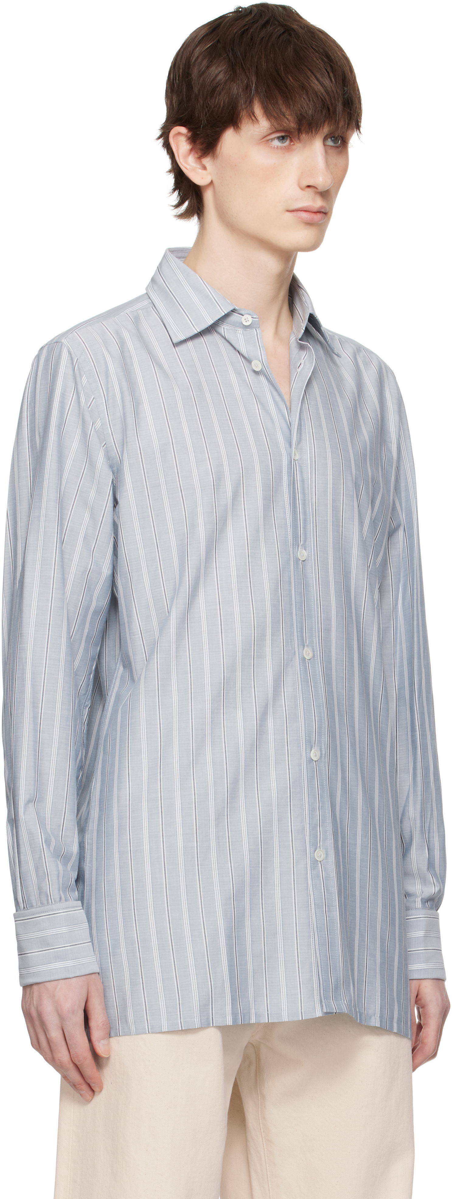 Skjorta Maison Margiela Maison Margiela Striped Long-Sleeved Shirt Blå | S50DT0048 M35281, 1