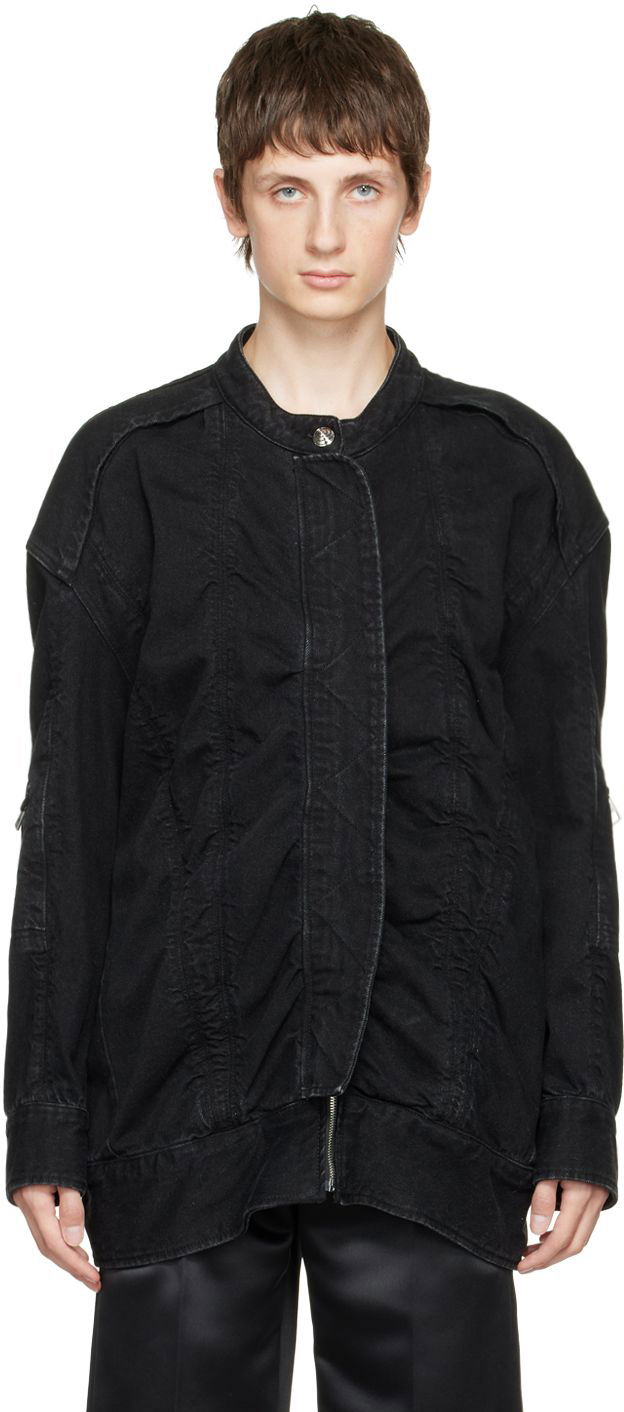 Jacka We11done We11done Bomber Denim Jacket Svart | WD-DJ3-21-331-U-BK