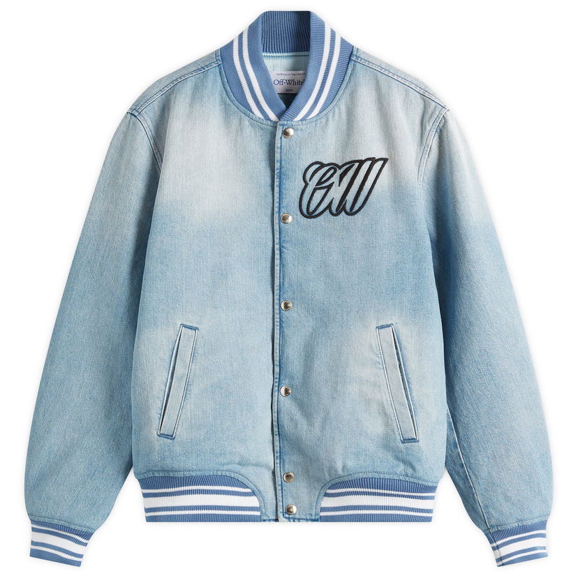 Bomberjacka Off-White Off-White Women's Denim Varsity Jacket Blå | OWEK006S25DEN0014010