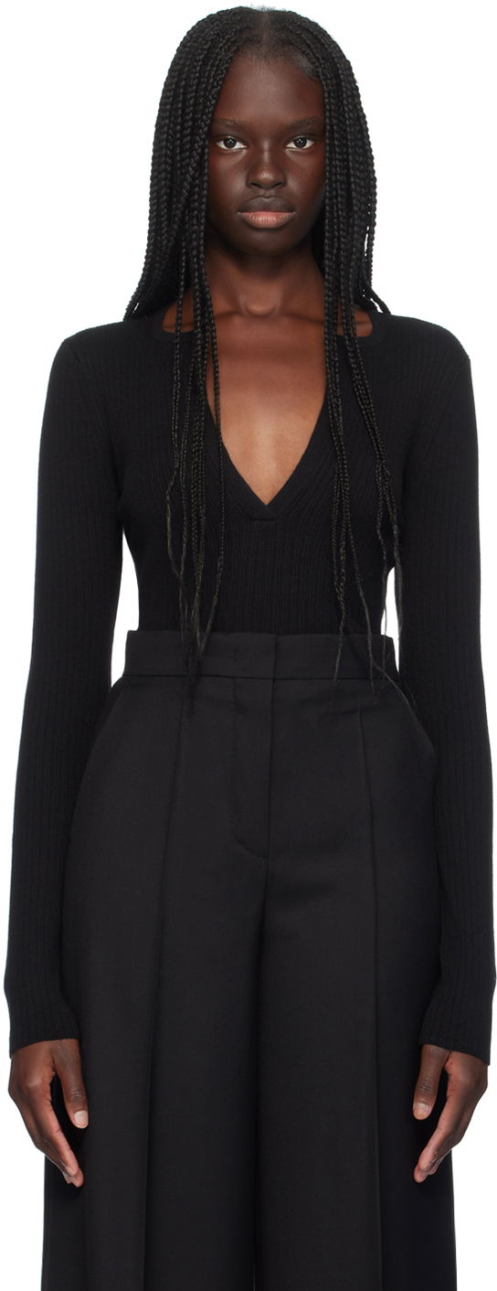 Kropp Max Mara Max Mara Urlo Ribbed Knit Sweater Svart | 2421366111600
