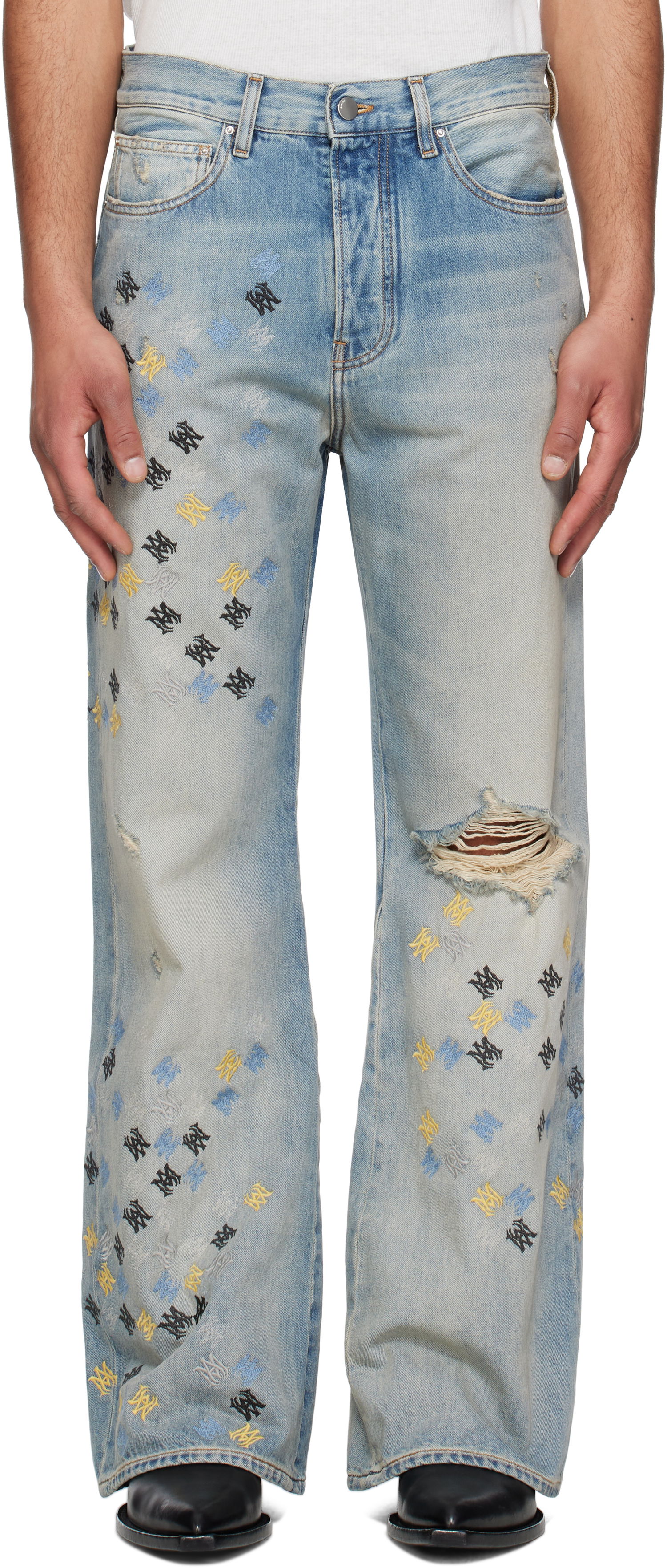 Jeans AMIRI AMIRI MA Quad Embroidered Flare Jeans Blå | AMDNFR1015, 0