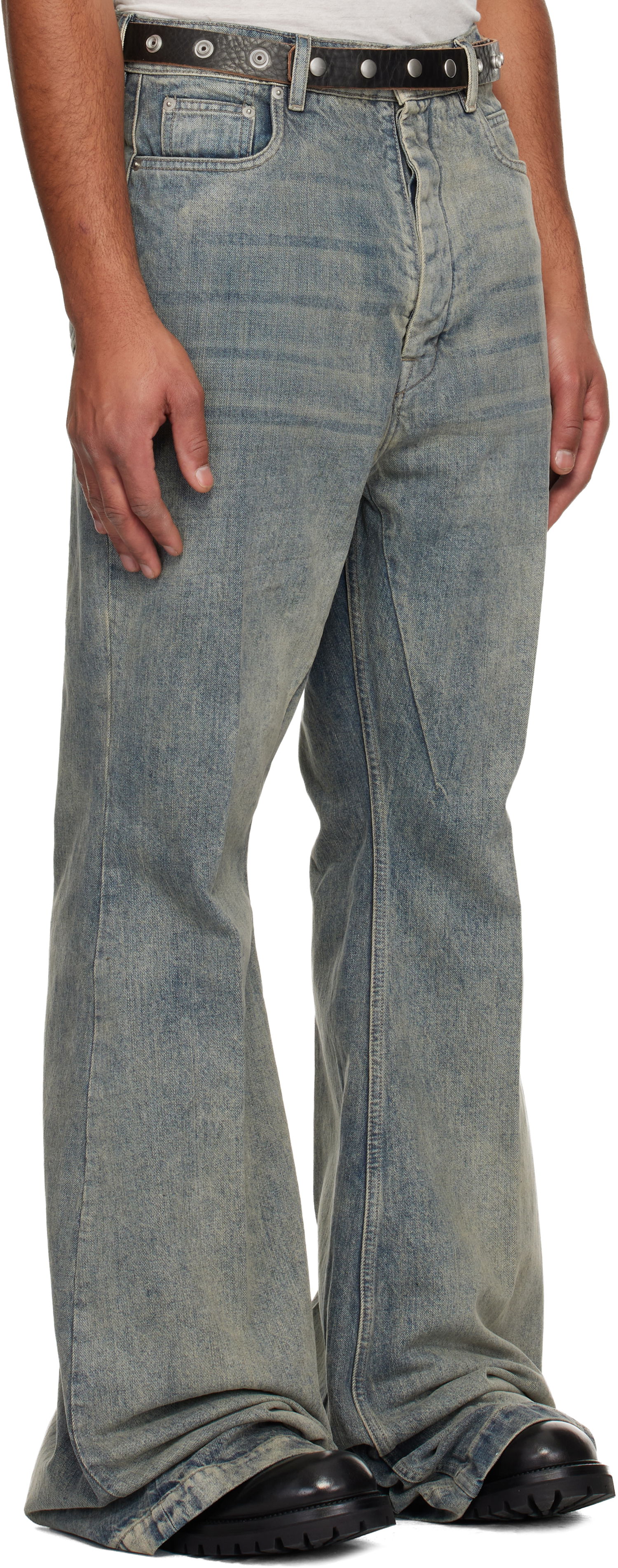 Jeans Rick Owens Flared Wide-Leg Distressed Jeans Concordians Bolan Blå | RR02E1335 DWG, 1