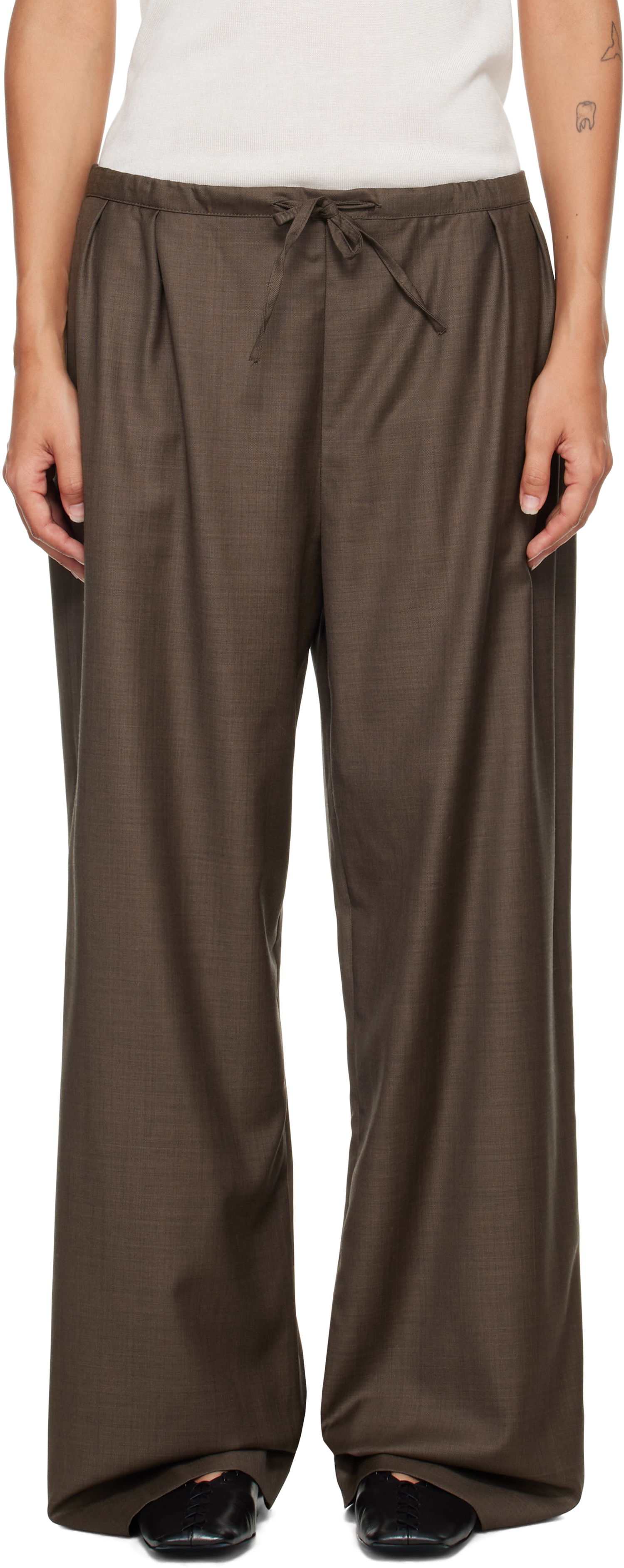 Byxor Loulou de Saison Loulou de Saison Cove Elastic Waisted Trousers Brun | COVE LDS, 0