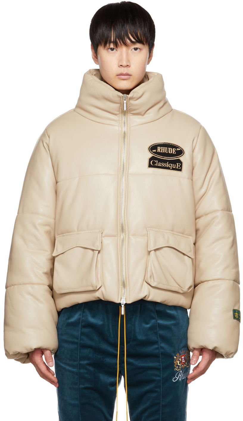 Pufferjacka Rhude Rhude Embroidered Puffer Jacket Beige | RHPF22JA02361117, 0