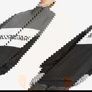 Vindjacka Balenciaga Balenciaga Denim Zip-Up Jacket, Large Svart | 822843-TRW58-6412, 2