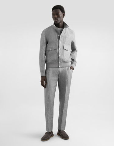 Byxor Dolce & Gabbana Dolce & Gabbana Washed Linen Canvas Cropped Trousers Grå | GV4EETFU4MFS8290, 3