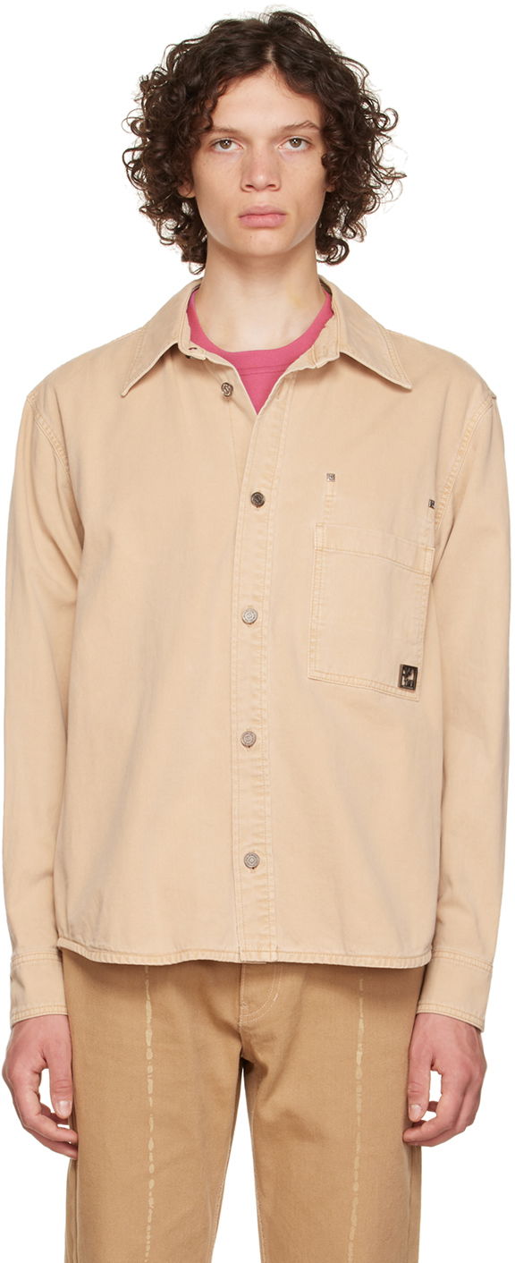 Skjorta WOOYOUNGMI WOOYOUNGMI Patch Pocket Shirt Beige | W223SH11