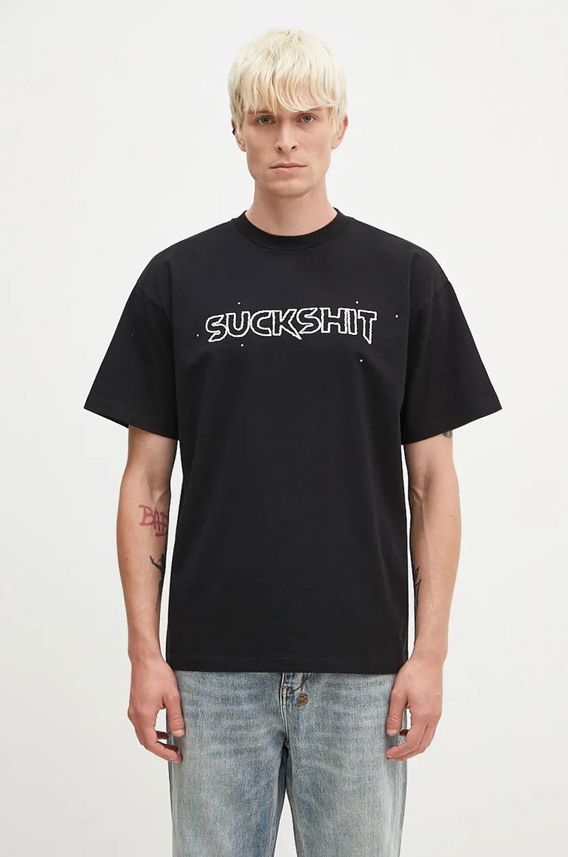 T-shirt Aries Suckshit T-Shirt With Print Svart | AR6003202