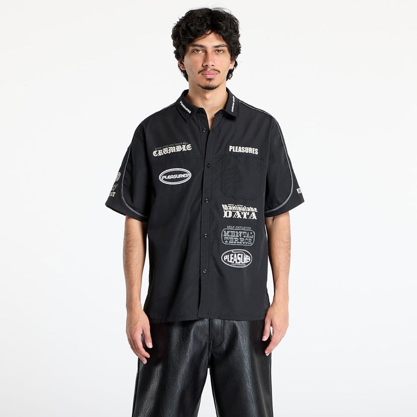 Skjorta Pleasures PLEASURES Terror Button-Up Shirt Svart | P25SU005 BLACK