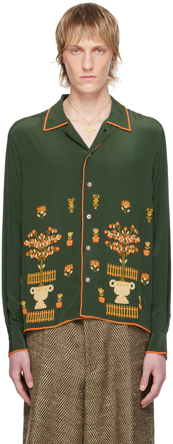 Skjorta Bode Beaded Paddock Sampler Shirt Grön | MRS24SH004