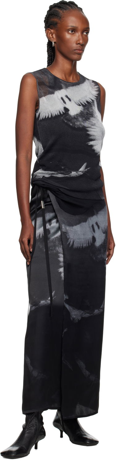 Linne Ann Demeulemeester Ann Demeulemeester Doves Printed Tulle Tank Top Svart | 2520-W-JTO05-FA657-D0097, 3