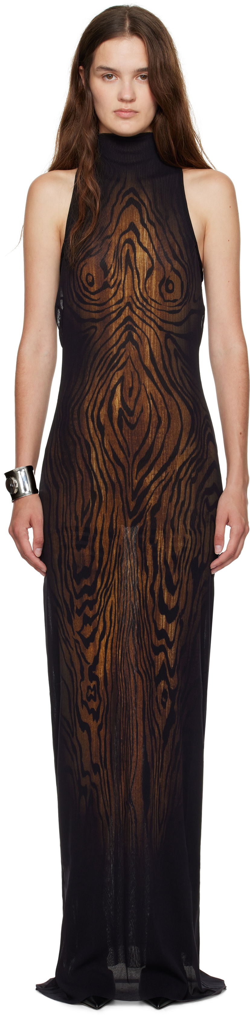 Klä Jean Paul Gaultier Jean Paul Gaultier 'The Long Draped Wood' Maxi Dress Svart | 25/03-W-DR029-M002P-0060