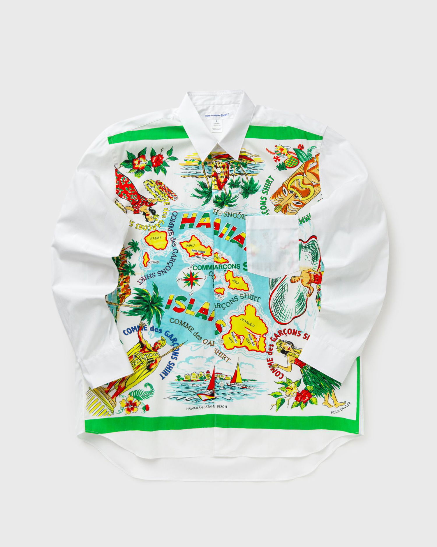 Skjorta Comme des Garçons Hawaiian Map Print Long-Sleeve Woven Shirt Flerfärgad | FP-B060-W25-1, 0