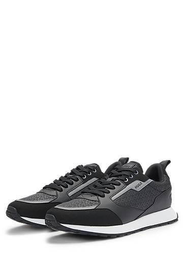 Kläder BOSS HUGO Mixed-Material Monogrammed Upper Svart | 50536205, 1