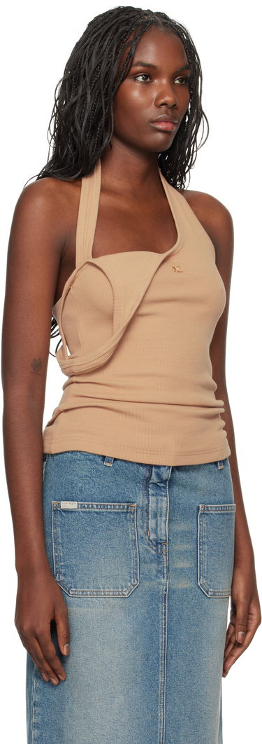 Linne Courrèges Asymmetric Rib Tank Top Brun | 424JTO353JS0121, 1