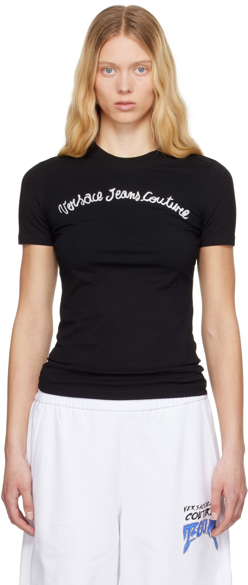 T-shirt Versace Versace Jeans Couture Logo T-Shirt Svart | E78HAHC08_ECJ02C