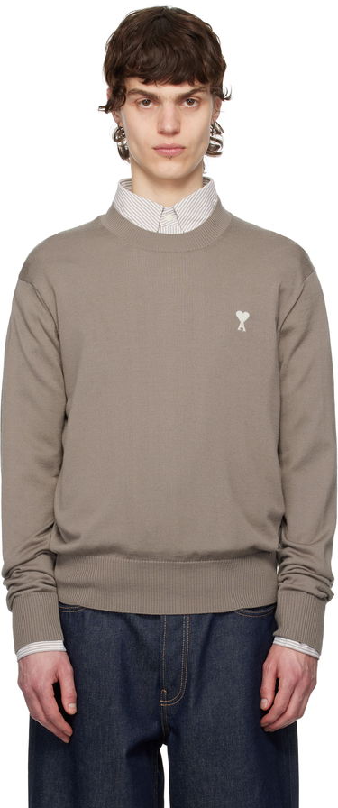 Sweater AMI AMI Paris Ami de Coeur Crew Neck Wool Sweater Brun | HKS121.KN0025, 0