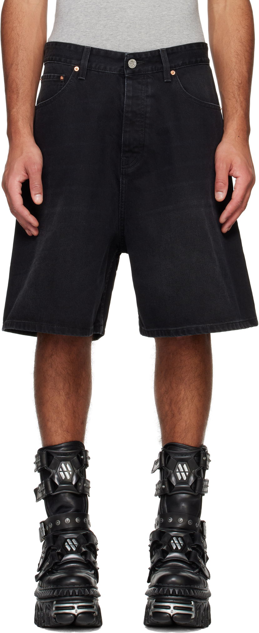 Shorts VETEMENTS Vetements Button-Fly Denim Shorts Svart | UA66SS500B
