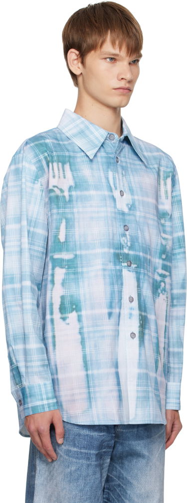 Skjorta Andersson Bell Andersson Bell Trompe L'oeil Printed Check Shirt Blå | atb1340m, 1