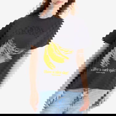 T-shirt GANNI GANNI Banana Print T-Shirt with Rhinestones Svart | T4238-252, 2