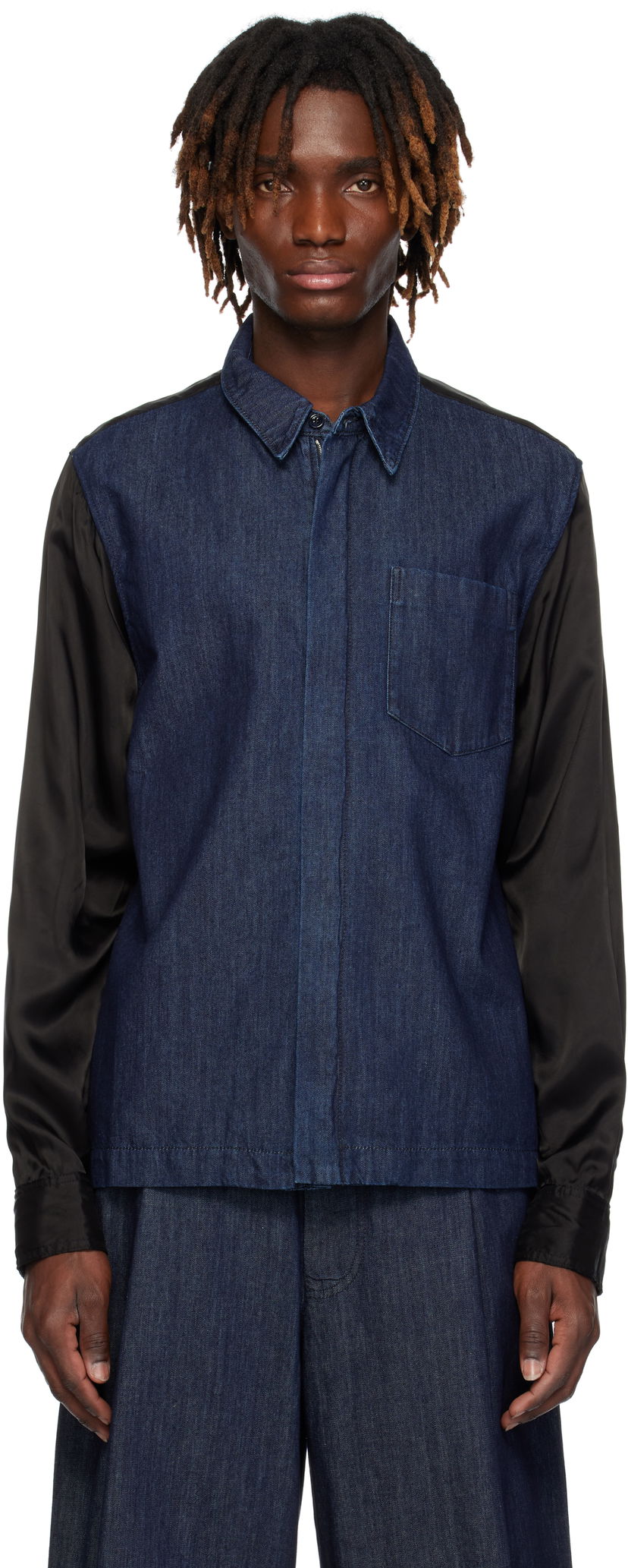Skjorta Dries Van Noten Dries Van Noten Zip Denim Shirt Blå | 251-020725-1553