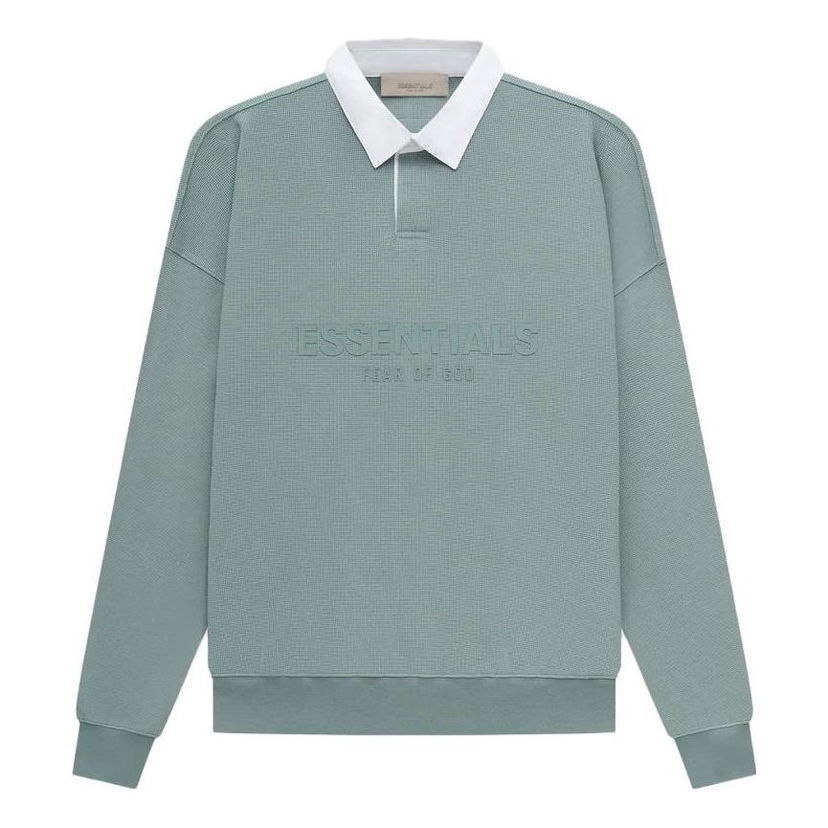 Polotröja Fear of God Essentials Waffle Long Sleeve Polo Grön | FOG-SS23-056