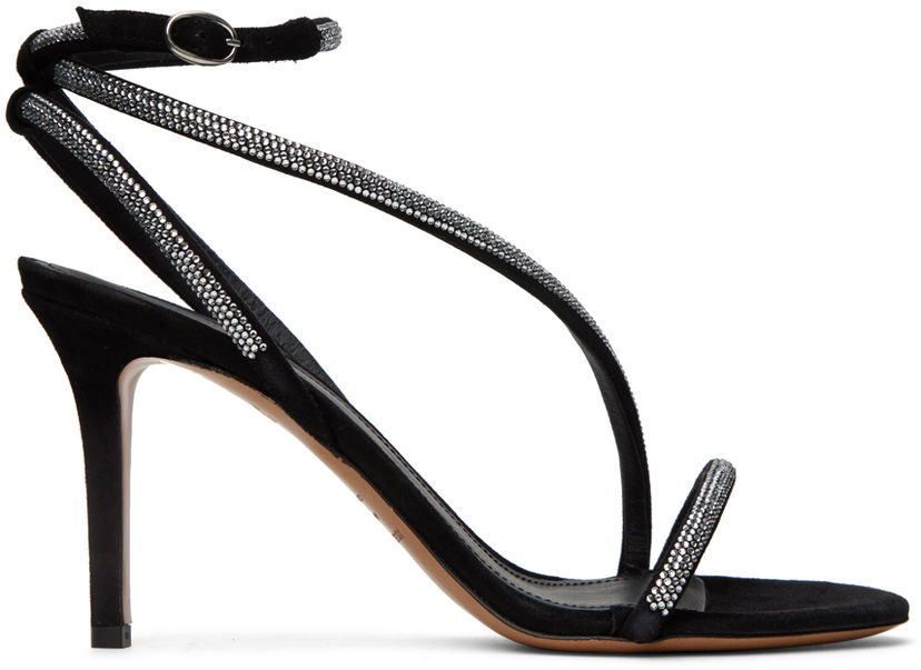 Sneakers och skor ISABEL MARANT Isabel Marant Atria Rhinestone-Embellished Strappy Heeled Sandals Svart | 22HSD1032-22H003S