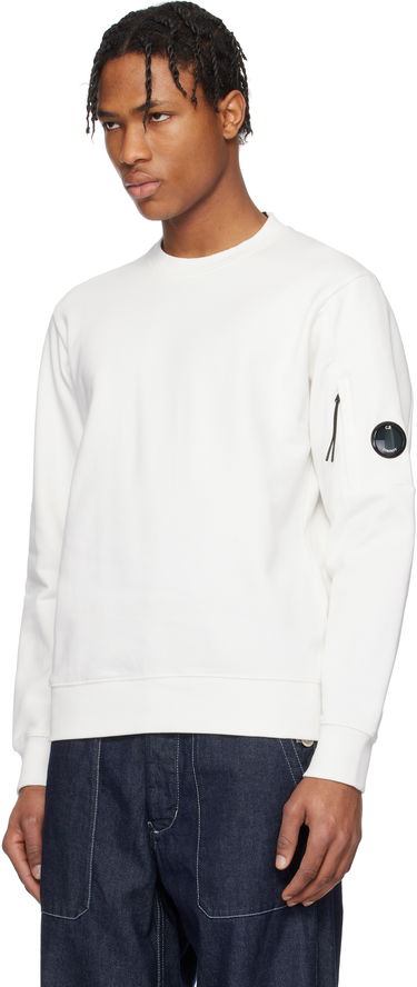 Sweater C.P. Company C.P. Company Diagonal Raised Fleece Crewneck Lens Sweatshirt Vit | 18CMSS023A-005086W, 3